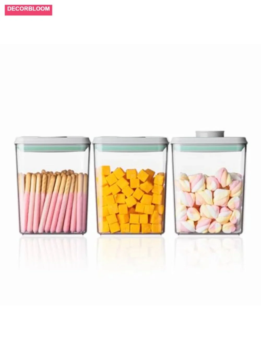 Pop Airtight Food Storage Containers with Lids - 3-Piece Stackable One-Button